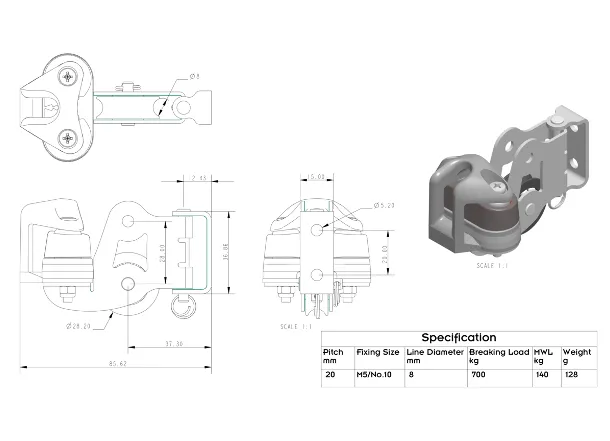 Allen 30mm Flip Flop Block with Ball Bearing Cleat