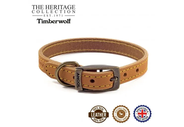 Ancol - Timberwolf Leather Collar - Blue - Size 4 (35-43cm)