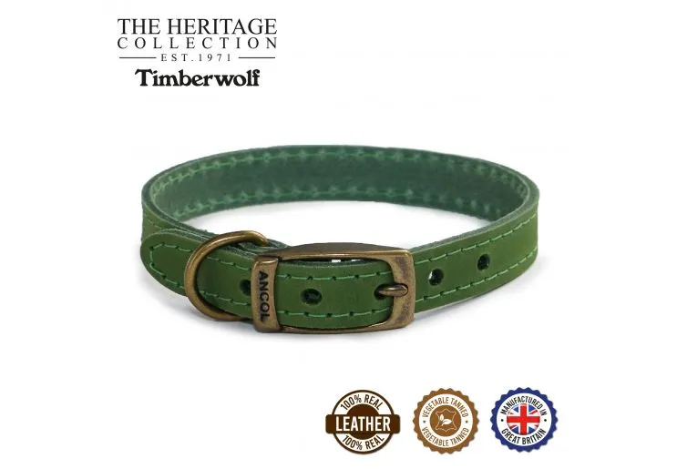 Ancol - Timberwolf Leather Collar - Blue - Size 4 (35-43cm)