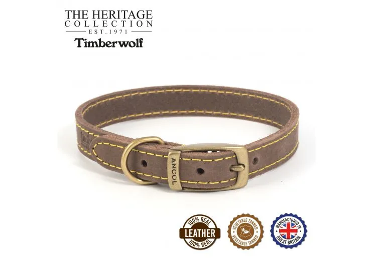 Ancol - Timberwolf Leather Collar - Blue - Size 4 (35-43cm)