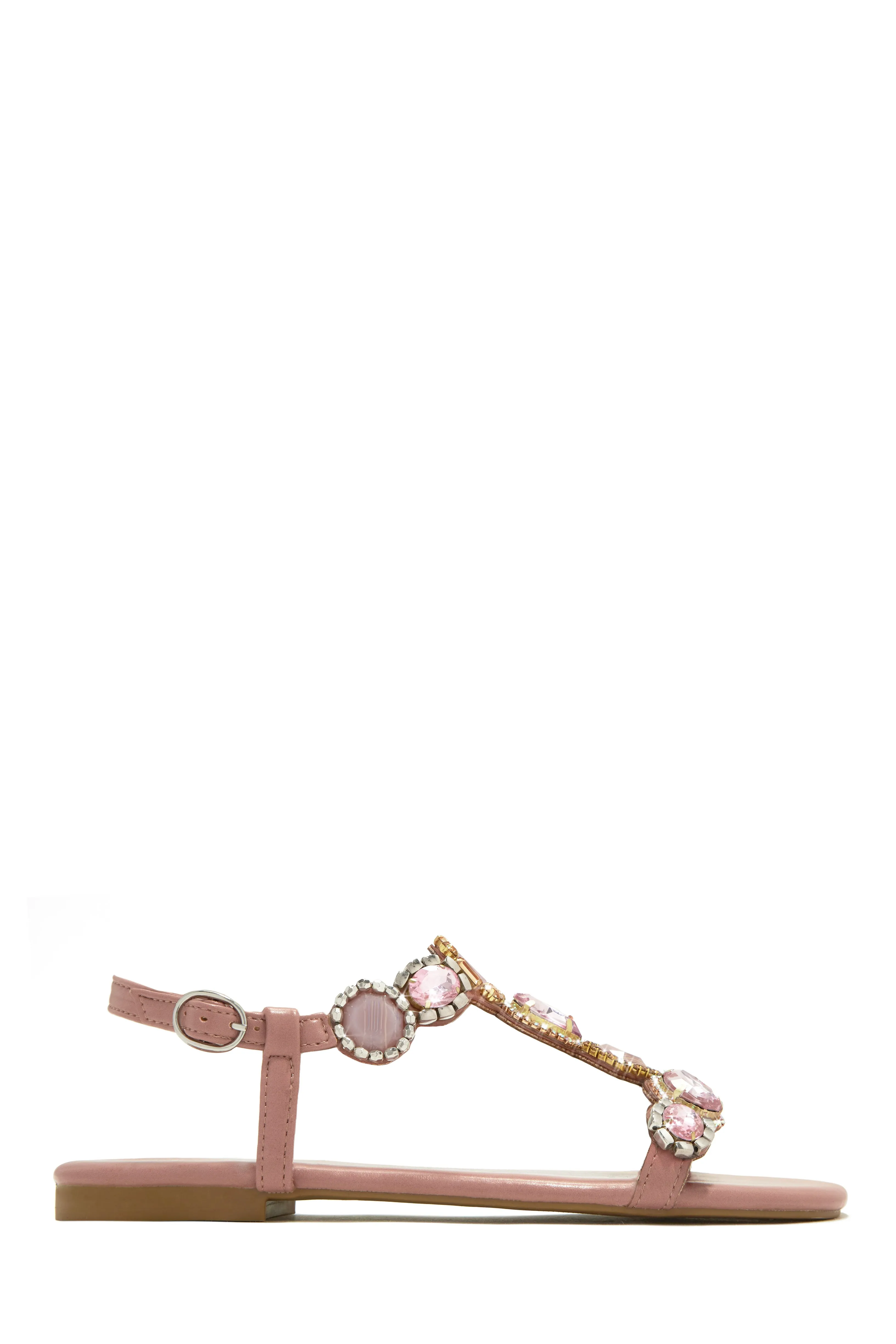 Embellished Aruba Sunset Stone Sandals in Nude Color