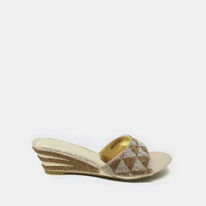 Carmen Slip On Diamante Triangle Pattern Wedge