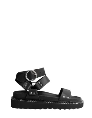 Caverley Burt Sandal in Black with White Welt