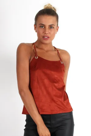 Cherry Rust Tie Back Top