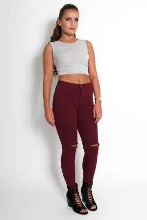 Clara Wine Ripped Knee Jeans