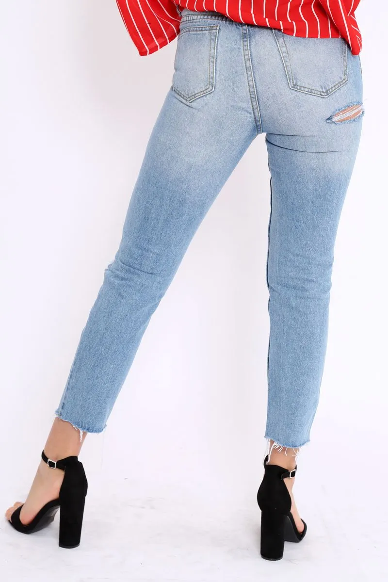 Denim Blue Bum Ripped Jeans - Jamani