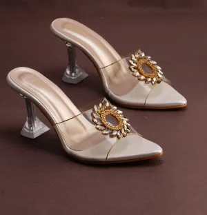 Embellished Kitten Heeled Sandals