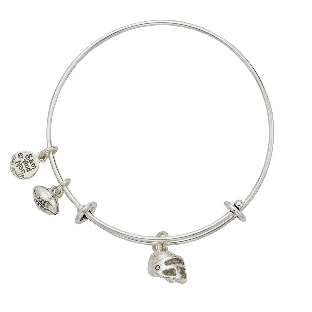 Football Helmet Charm Bangle Bracelet