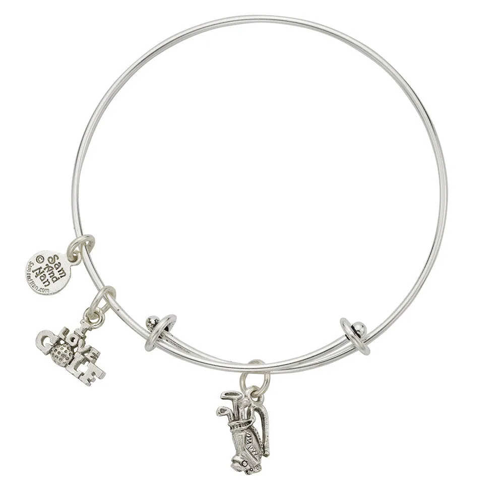 Golf Bag Charm Bangle Bracelet