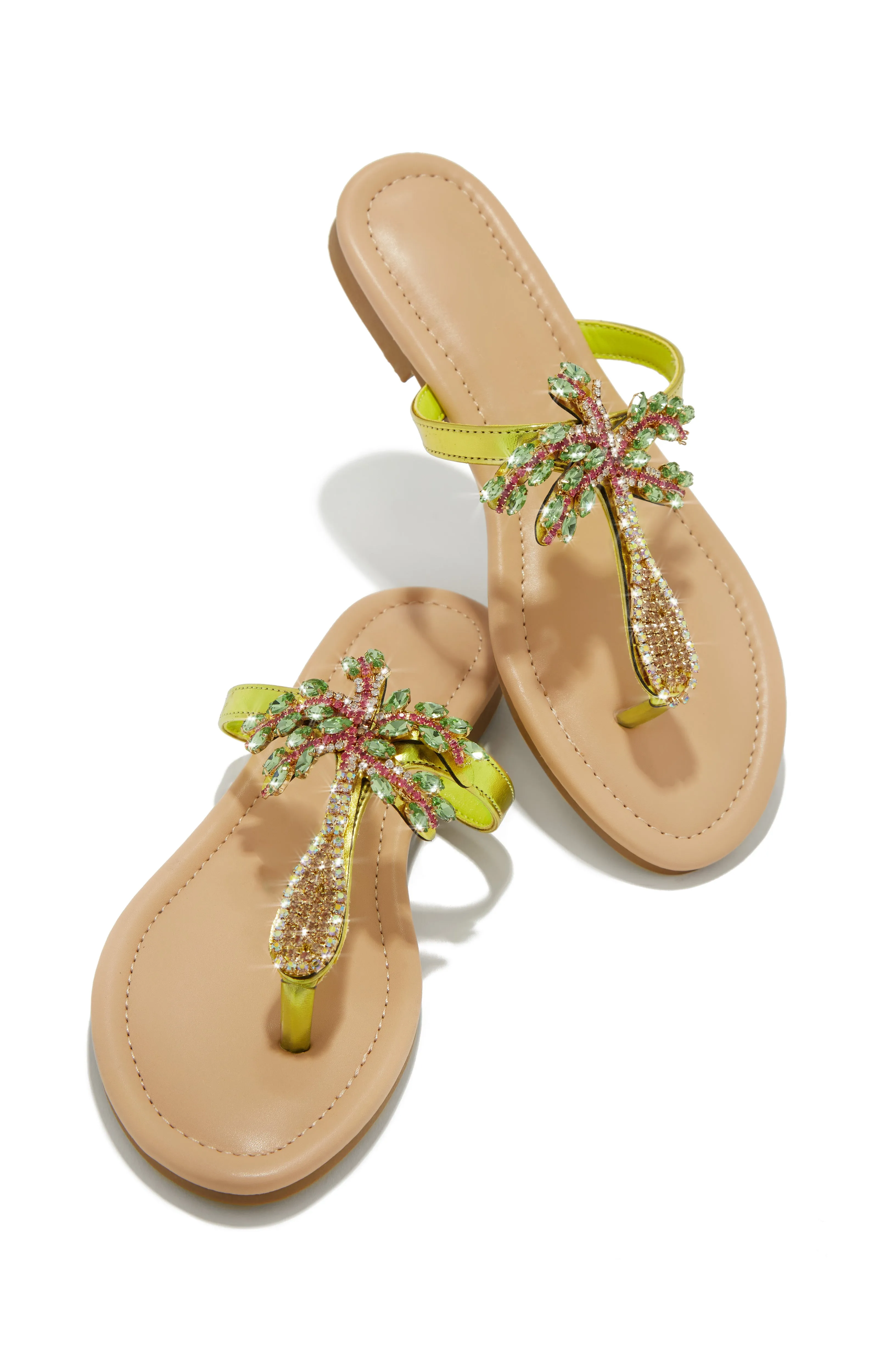 Hot Summer Nights Embellished Slip On Sandals - Nude