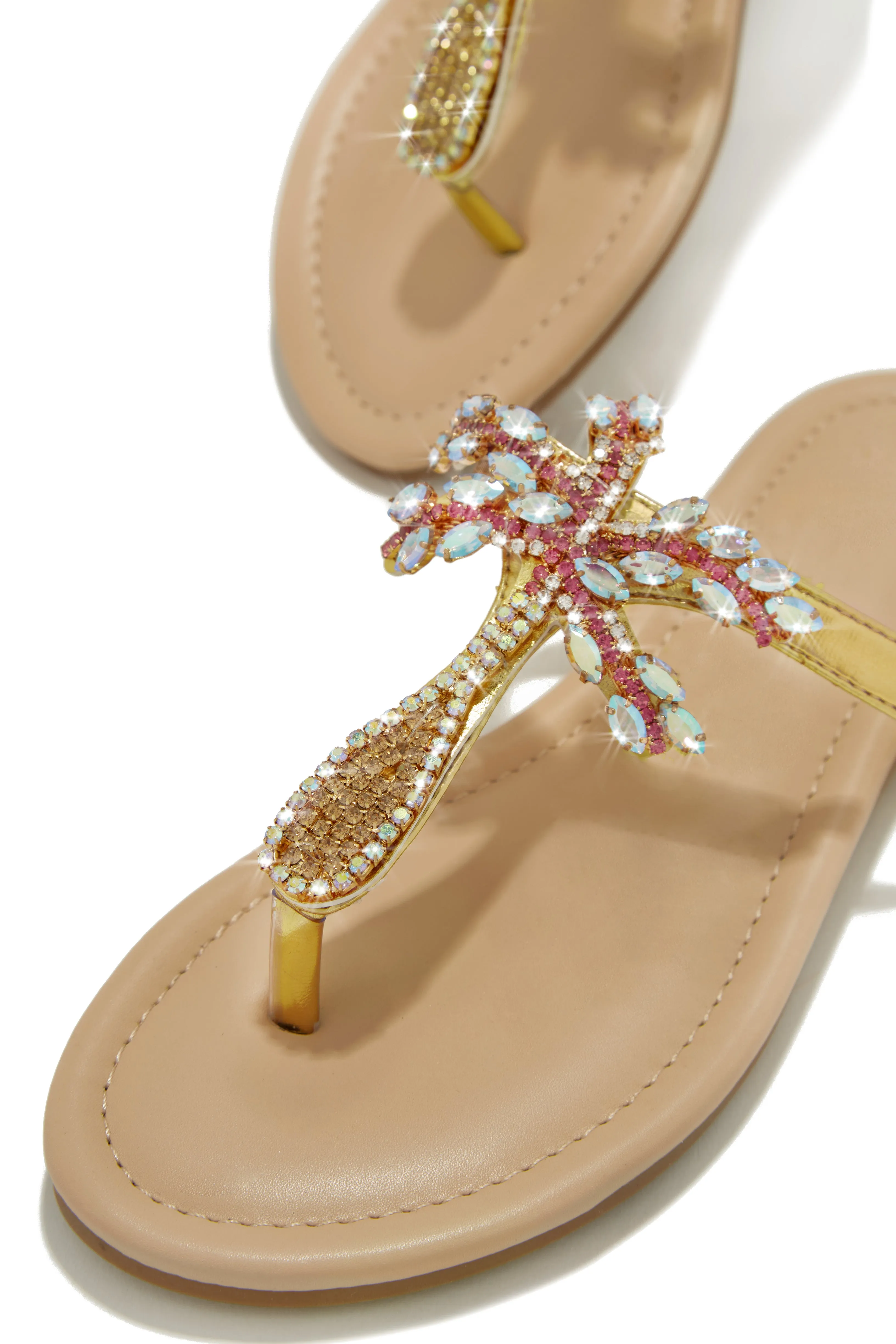 Hot Summer Nights Embellished Slip On Sandals - Nude