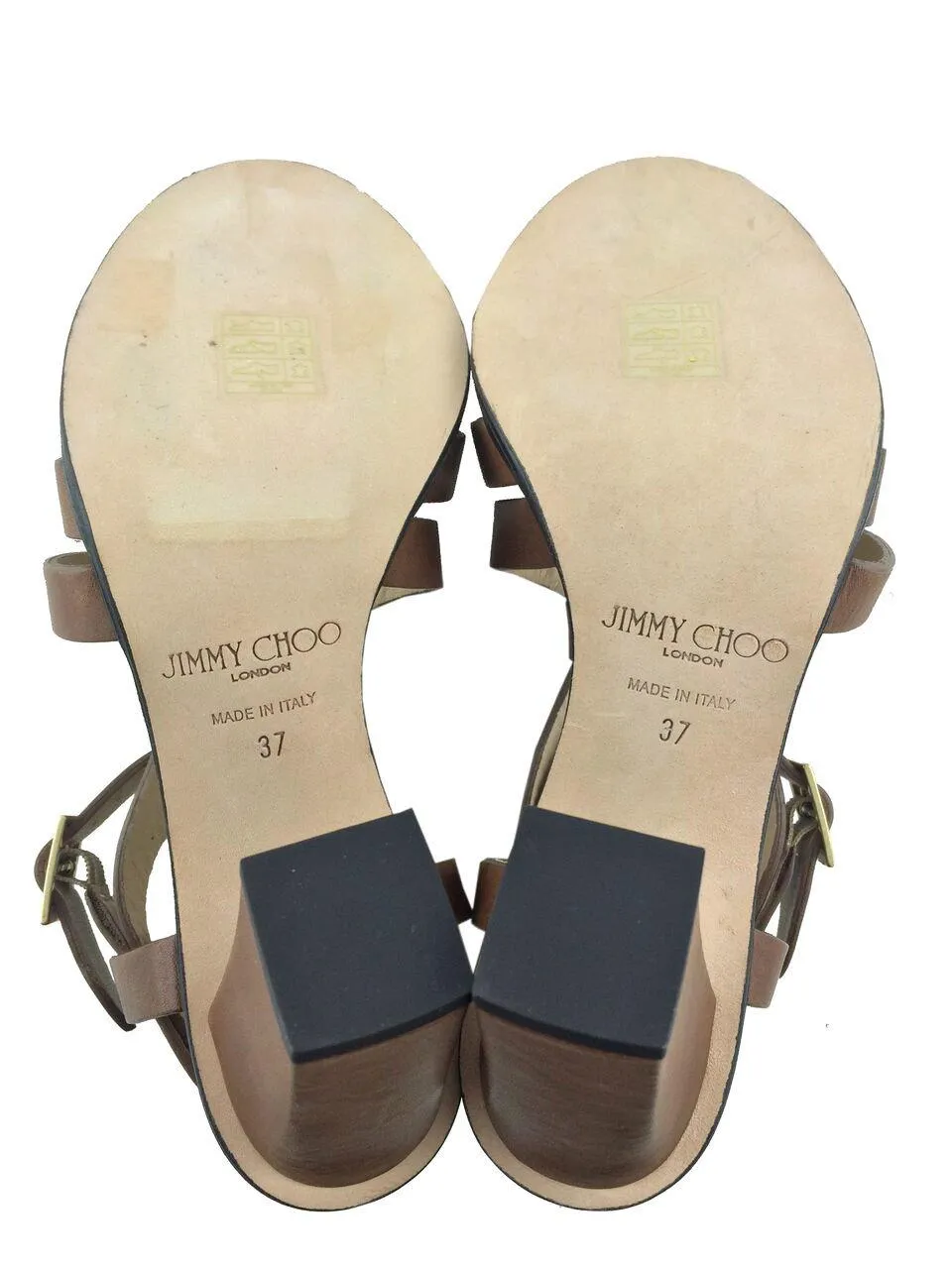 Jimmy Choo Leather Strappy Block Heel Sandals Size 7