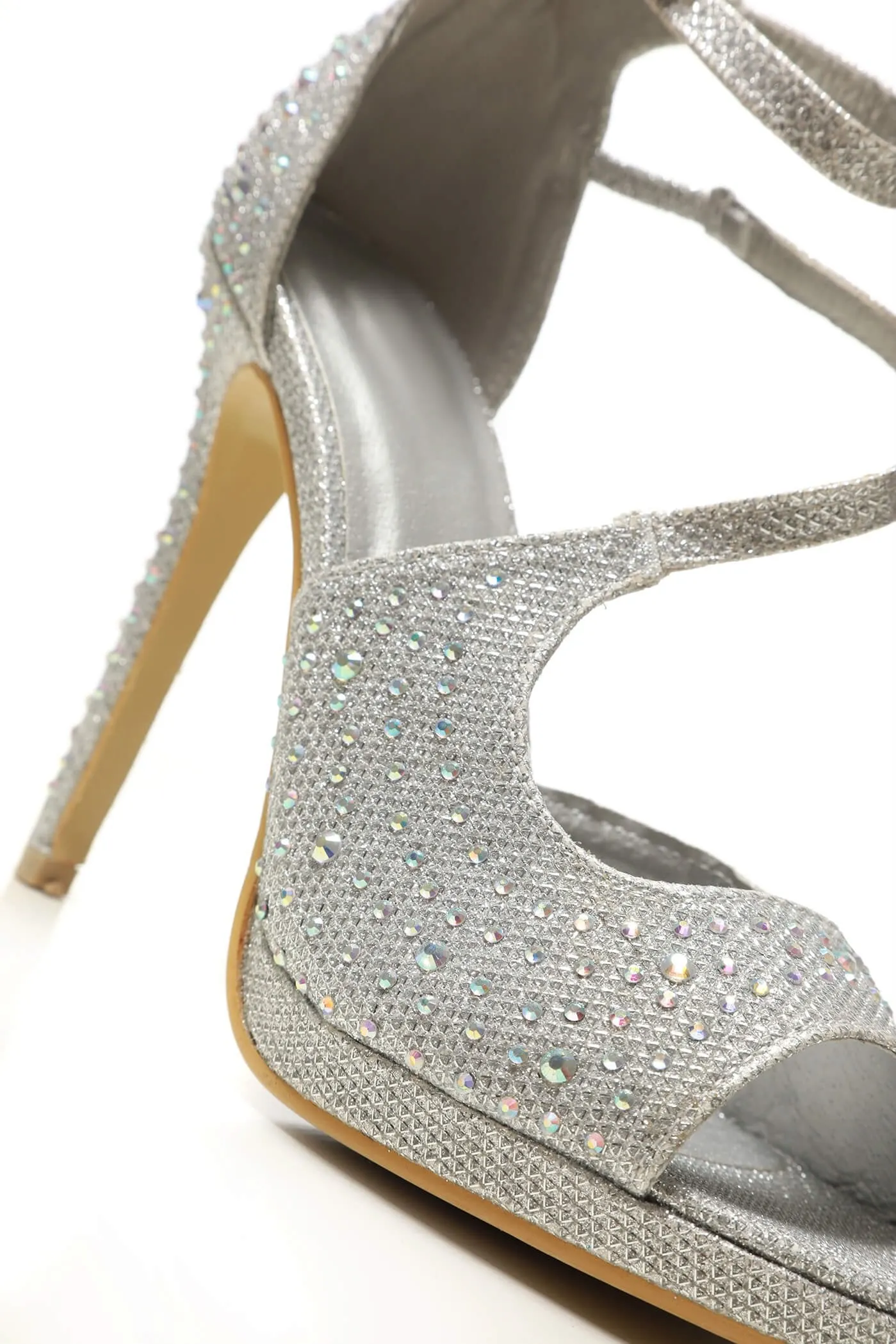 Luci ankle-strap diamante mesh sandal