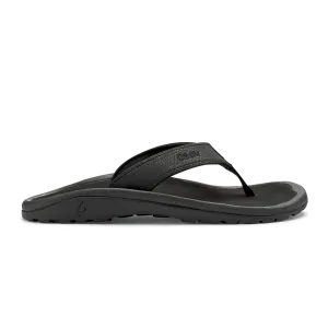 Olukai MNSOhana Leather Waterproof Flip Flop  Black