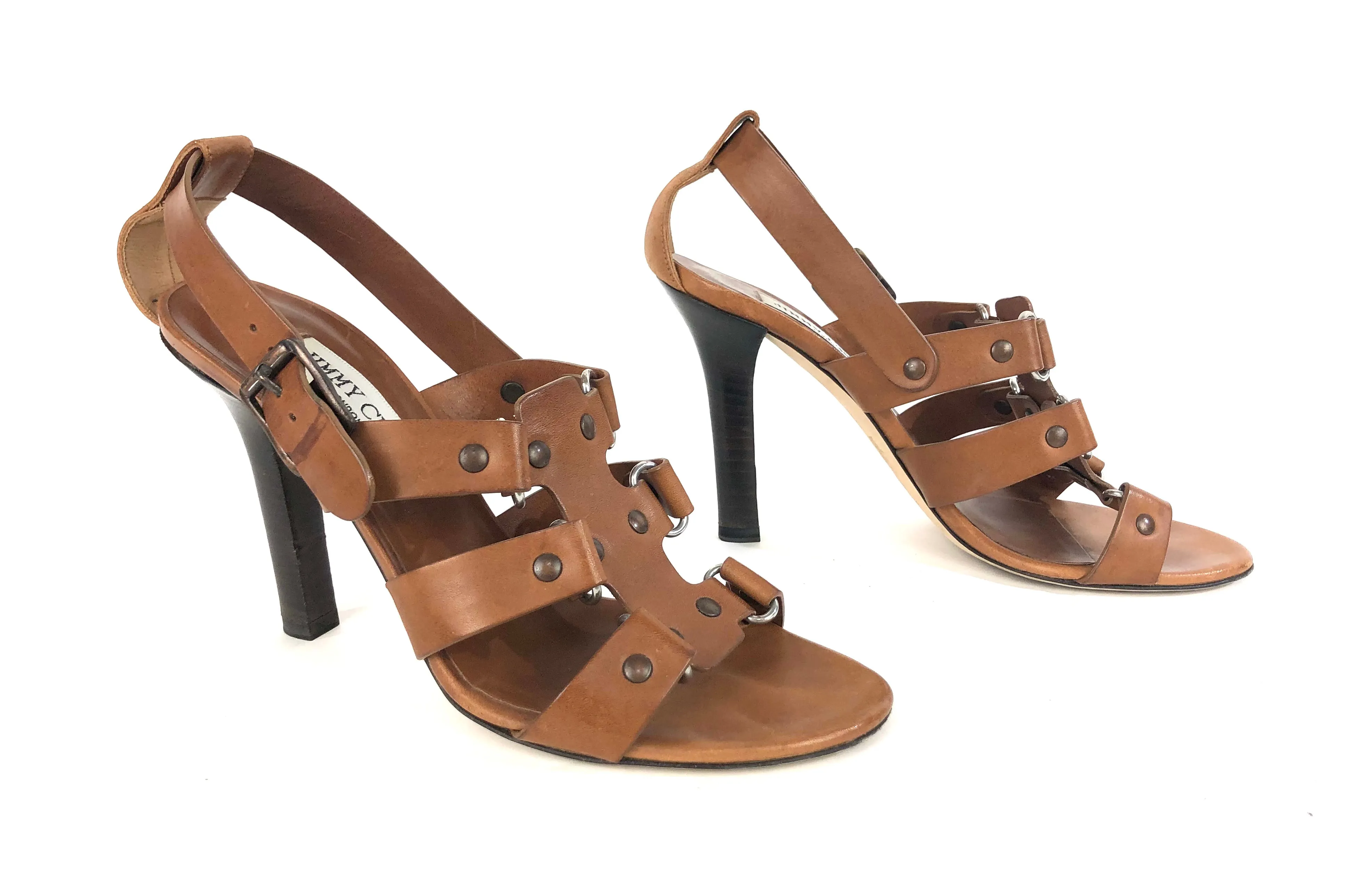 Parade Vachetta Leather  Heeled Caged Sandal | Size US 7 - IT 37.5