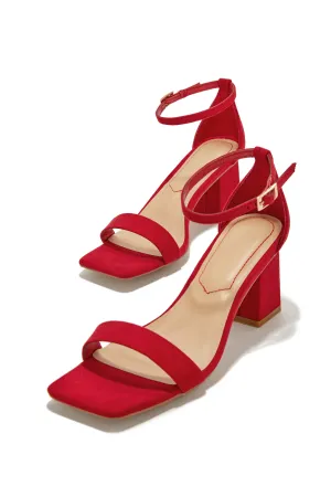 Tamia Block Mid Heels - Red