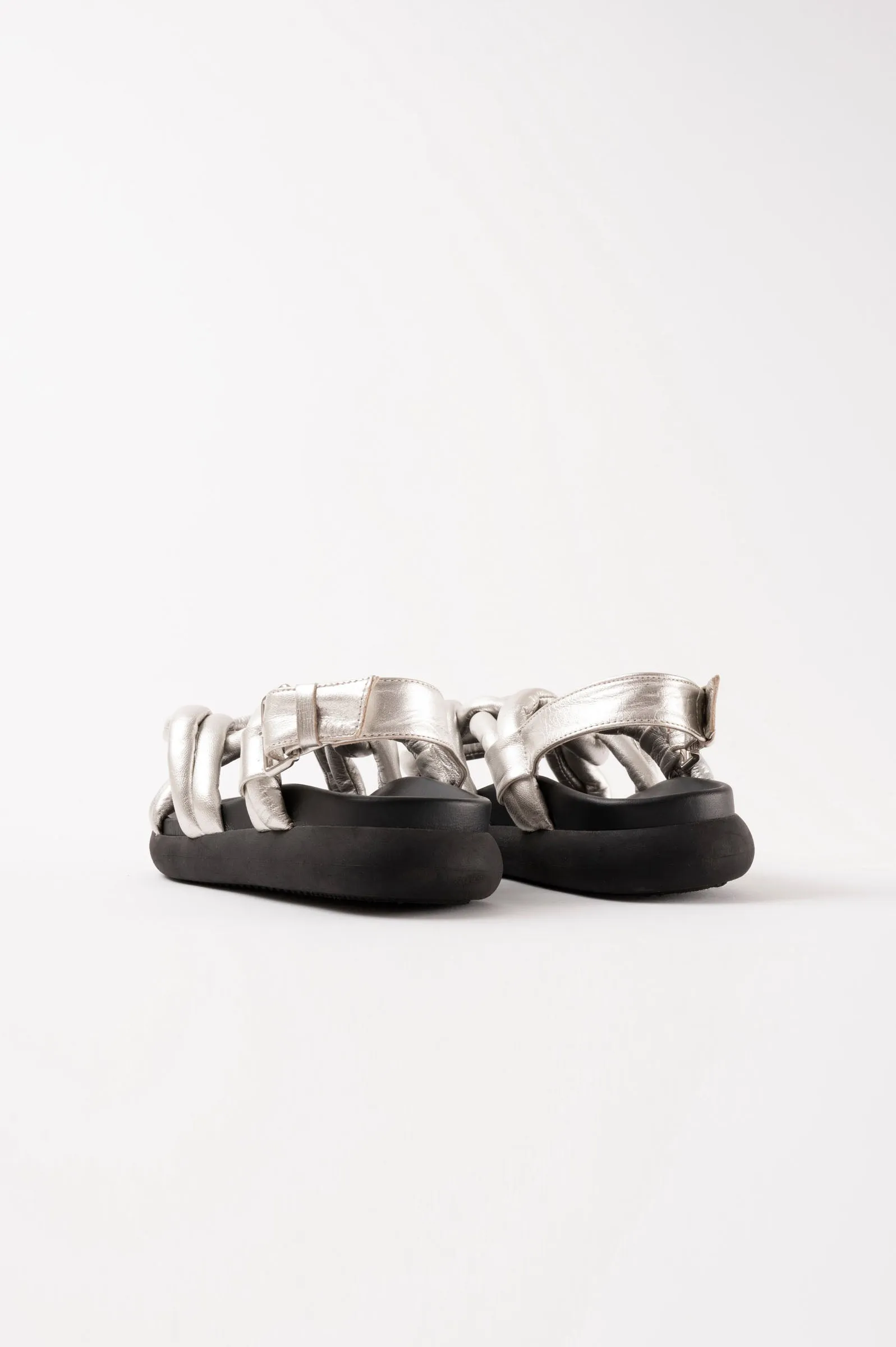 TELVA - Silver Tubular Leather Sandals