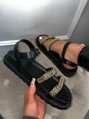 Toleet Chain Decor Flat Sandals