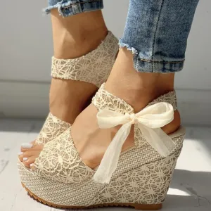 Trendy Lace Up Ankle Strap Platform Sandals