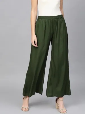 Women Green Solid Palazzos