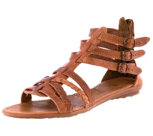 Womens Authentic Huaraches Real Leather Sandals Gladiator Light Brown - #541