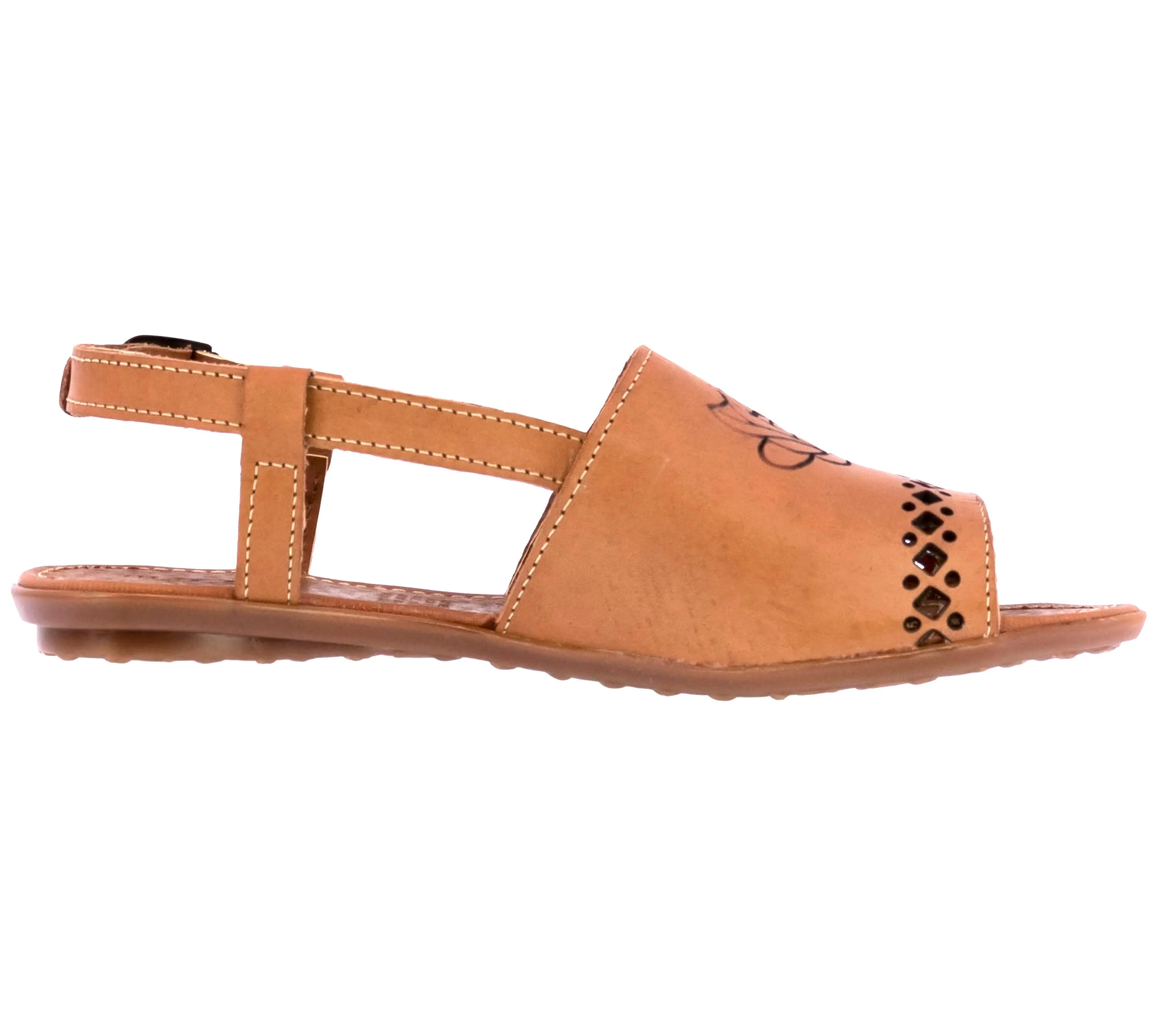 Womens Authentic Huaraches Real Leather Sandals Light Brown - #1021