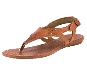 Womens Authentic Huaraches Real Leather Sandals T-Strap Light Brown - #542