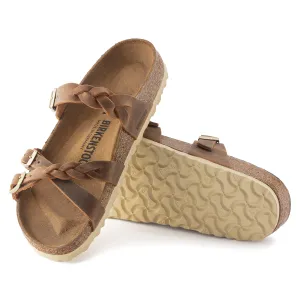 Women's Birkenstock Franca Braided Oiled Leather Color: Cognac