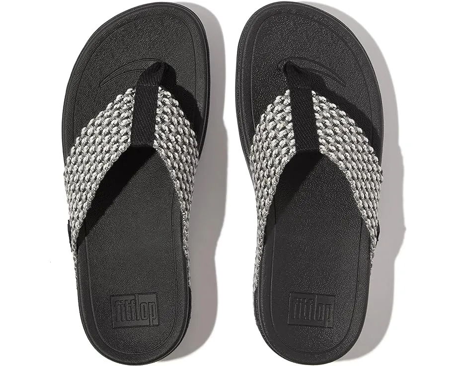 Women's Fitflop Surfa Multi-Tone Webbing Toe Post Sandals Color: Black