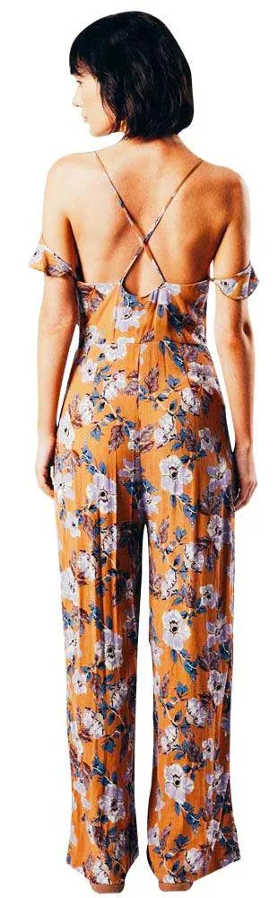 Womens Floral Print Wide Leg Jumpsuit