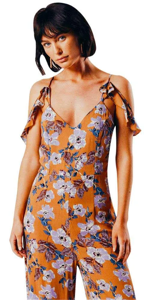 Womens Floral Print Wide Leg Jumpsuit